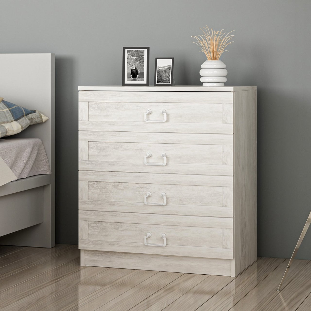 Chest of drawers bare white melamine 72x42x77 cm