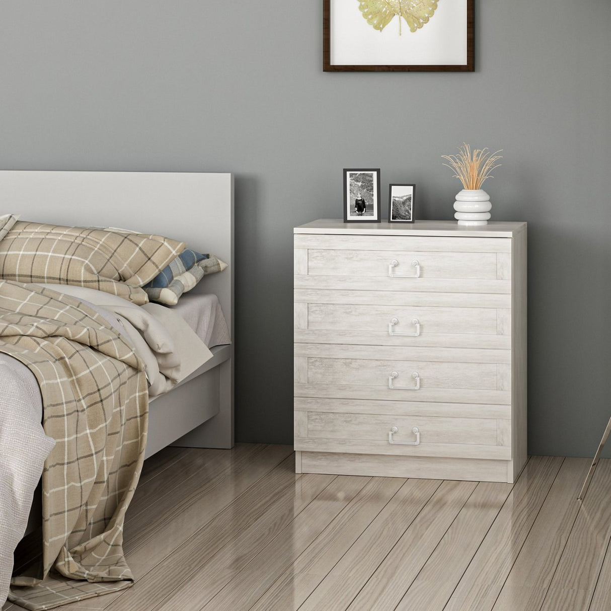 Chest of drawers bare white melamine 72x42x77 cm