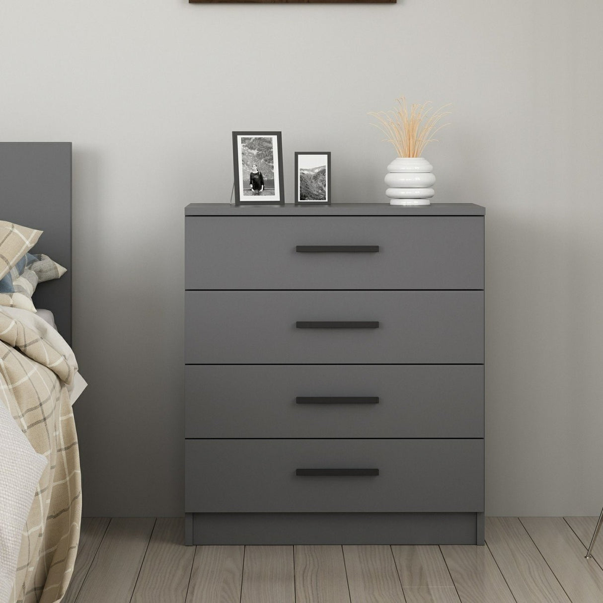 Chest of drawers bare white melamine 70x42x79 cm