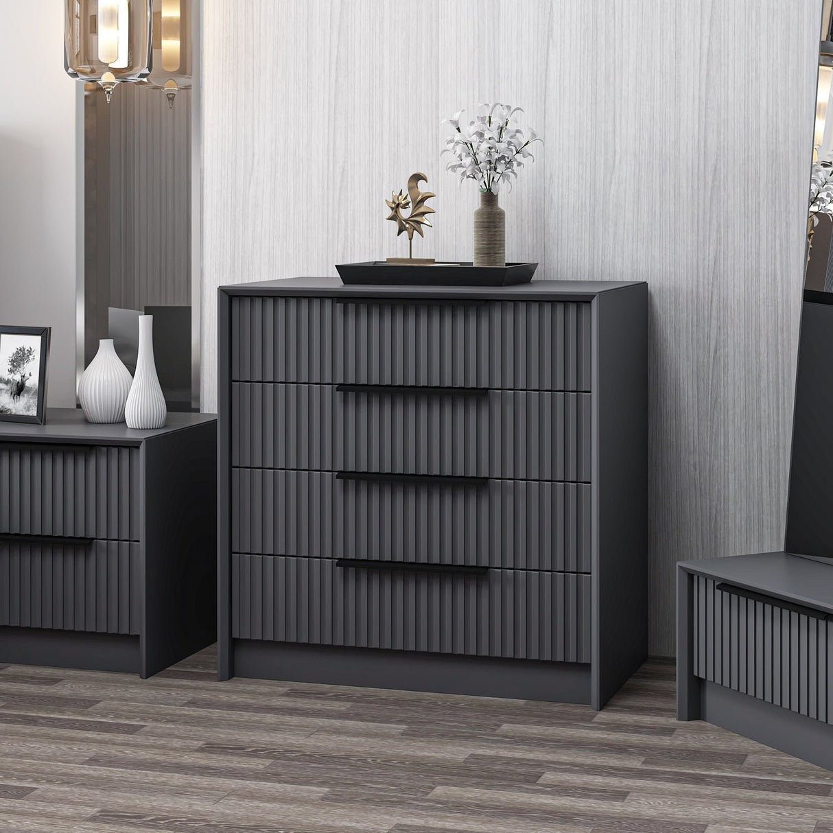 Chest of drawers bare luxury anthracite melamine 70x77x45 cm