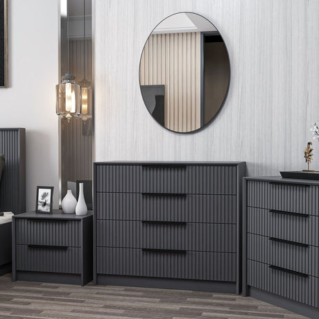 Chest of drawers bare luxury anthracite melamine 100x85x45 cm