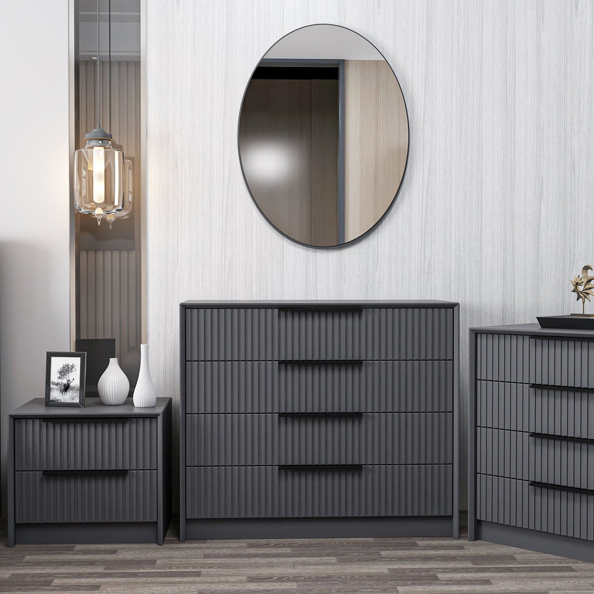 Chest of drawers bare luxury anthracite melamine 100x85x45 cm