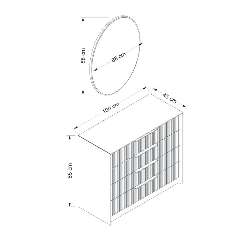 Chest of drawers bare luxury anthracite melamine 100x85x45 cm