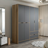 Wardrobe Elina Anthracite Gold Melamine 185x208x52 cm