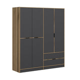 Wardrobe Elina Anthracite Gold Melamine 185x208x52 cm