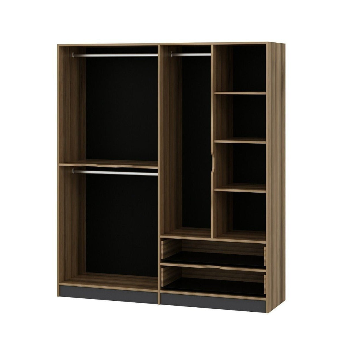 Wardrobe Elina Anthracite Gold Melamine 185x208x52 cm