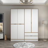 Wardrobe Elina White Gold Melamine 185x208x52 cm