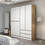 Wardrobe Elina White Gold Melamine 185x208x52 cm