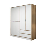 Wardrobe Elina White Gold Melamine 185x208x52 cm