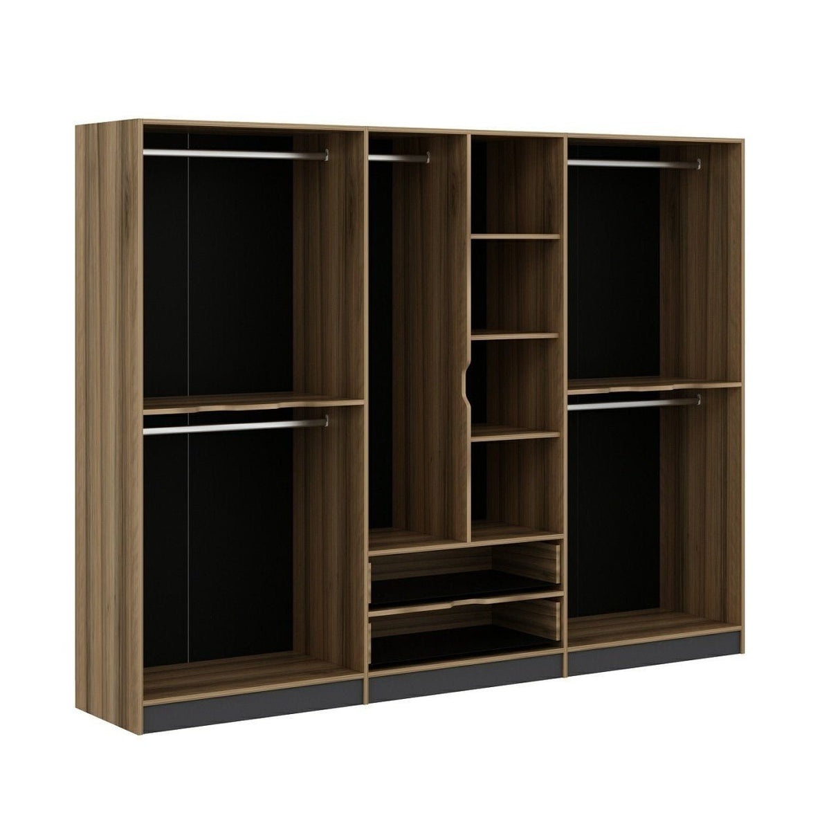 Wardrobe Elina Anthracite Gold Melamine 277x208x52 cm