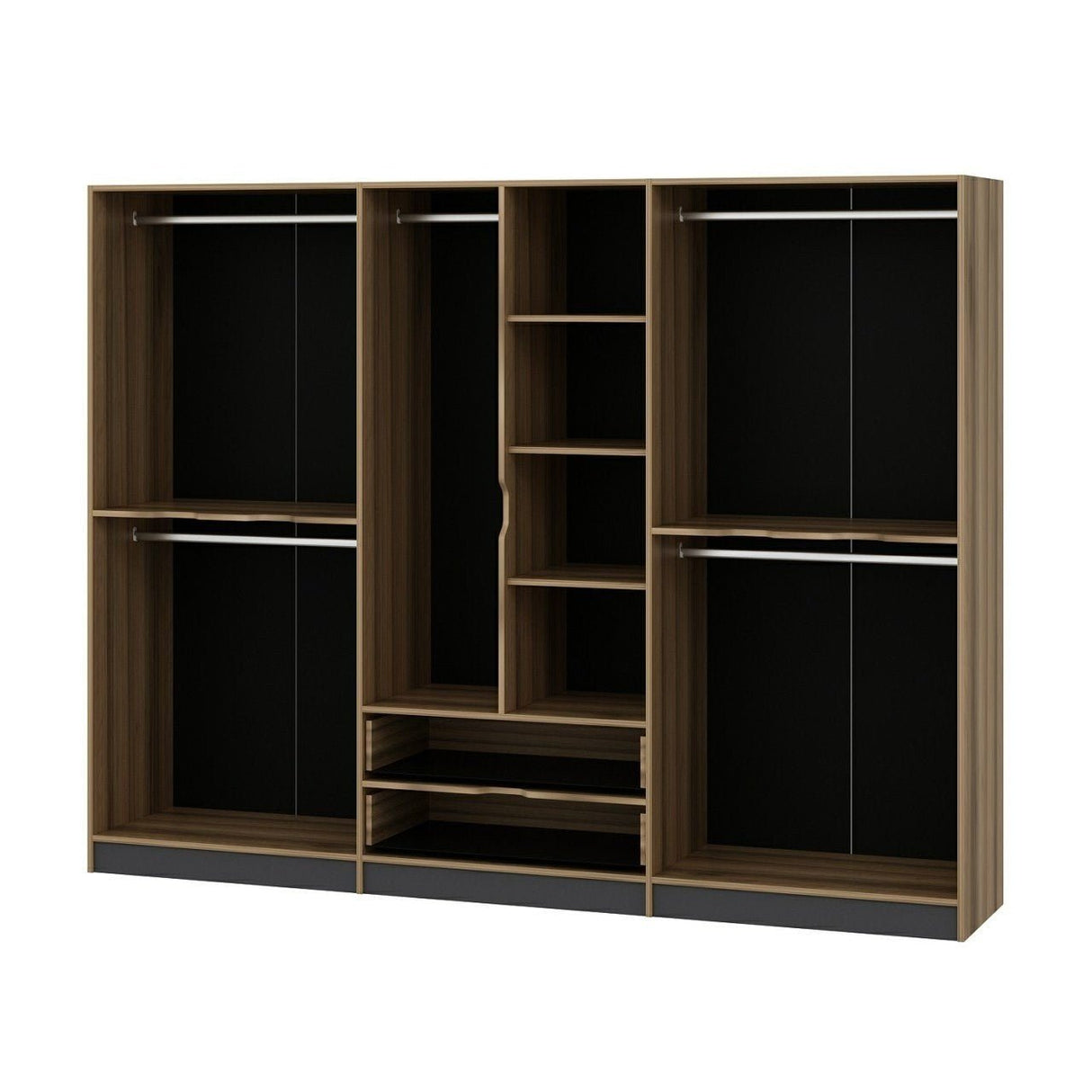 Wardrobe Elina Anthracite Gold Melamine 277x208x52 cm