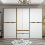 Wardrobe Elina White Gold Melamine 277x208x52 cm