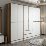 Wardrobe Elina White Gold Melamine 277x208x52 cm