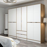 Wardrobe Elina White Gold Melamine 277x208x52 cm