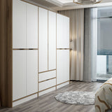 Wardrobe Elina White Gold Melamine 277x208x52 cm