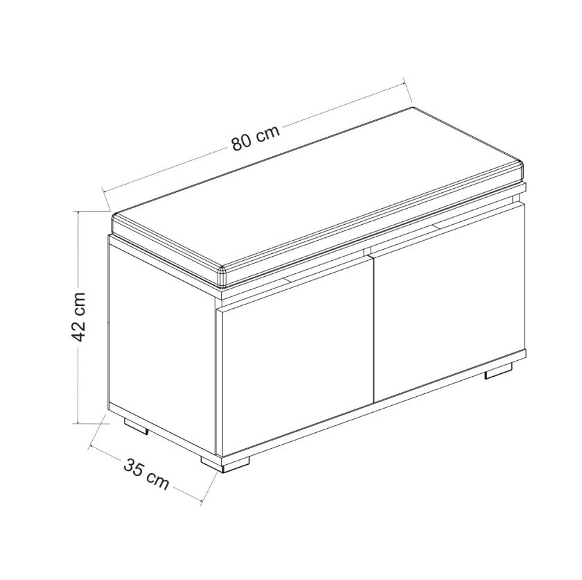 Shoe cabinet Drago white melamine 80x42x35 cm