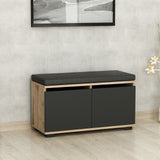 Shoe cabinet Drago walnut black melamine 80x42x35 cm