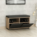 Shoe cabinet Drago walnut black melamine 80x42x35 cm