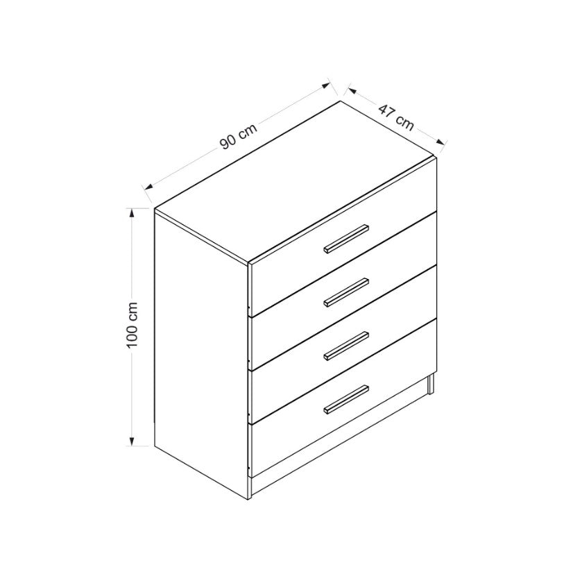 Chest of drawers bare TV white melamine 90x100x47 cm