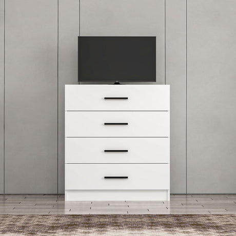 Chest of drawers bare TV white melamine 90x100x47 cm