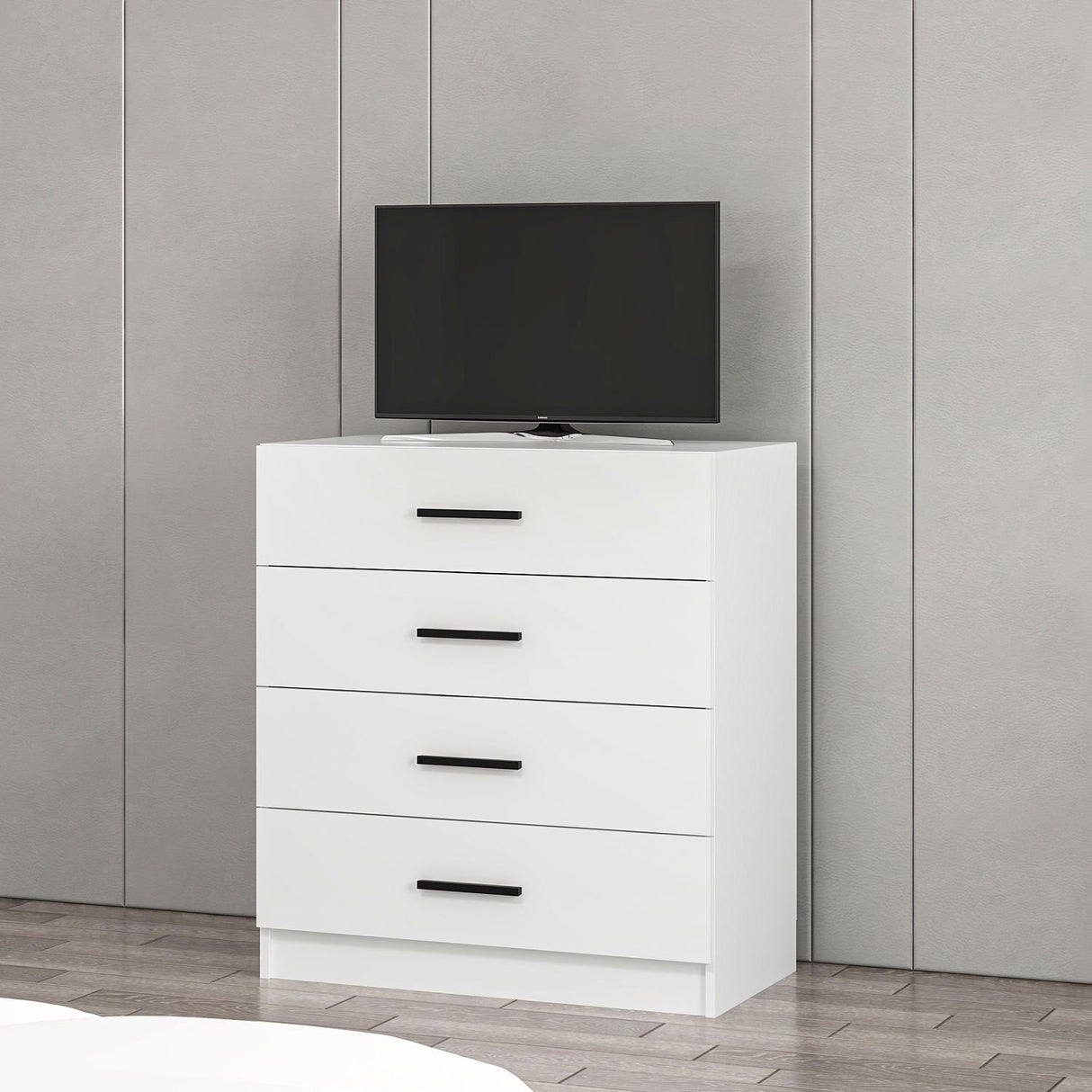 Chest of drawers bare TV white melamine 90x100x47 cm