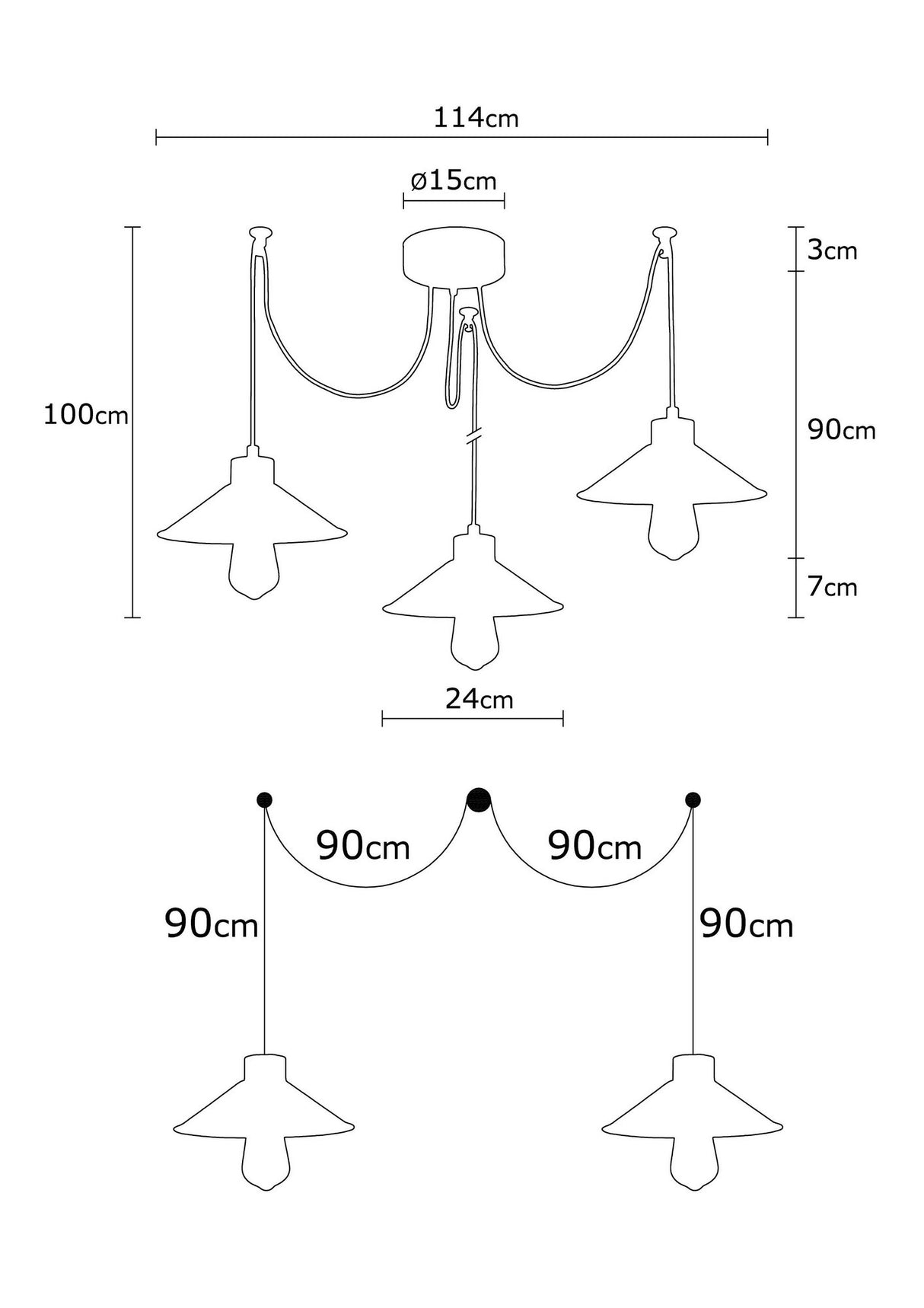 Hanglamp Multicolor 3-lichts Metaal Virtu