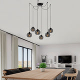 Hanglamp 6-lichts Zwart Metaal Quartz