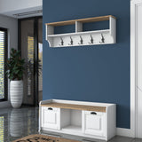 Furniture set Coat rack - Shoe cabinet - White-Walnut Melamine 