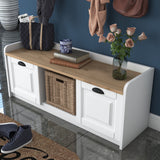 Furniture set Coat rack - Shoe cabinet - White-Walnut Melamine 