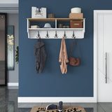 Coat rack Hally White 15-hooks - Two compartments 