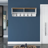 Coat rack Hally White 15-hooks - Two compartments 