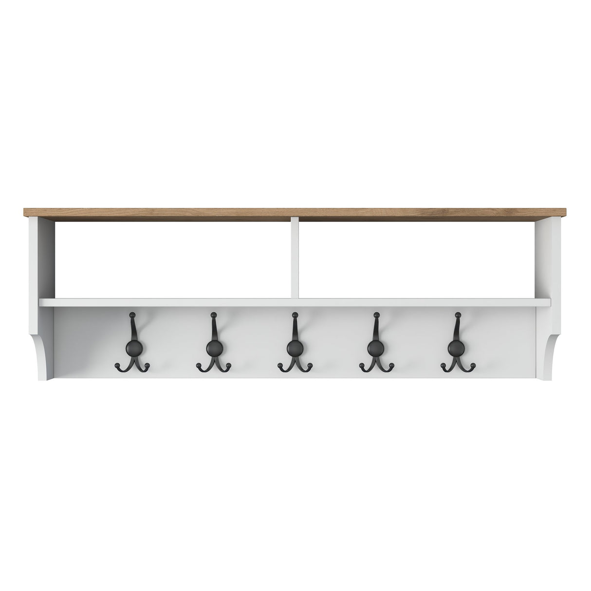 Coat rack Hally White 15-hooks - Two compartments 