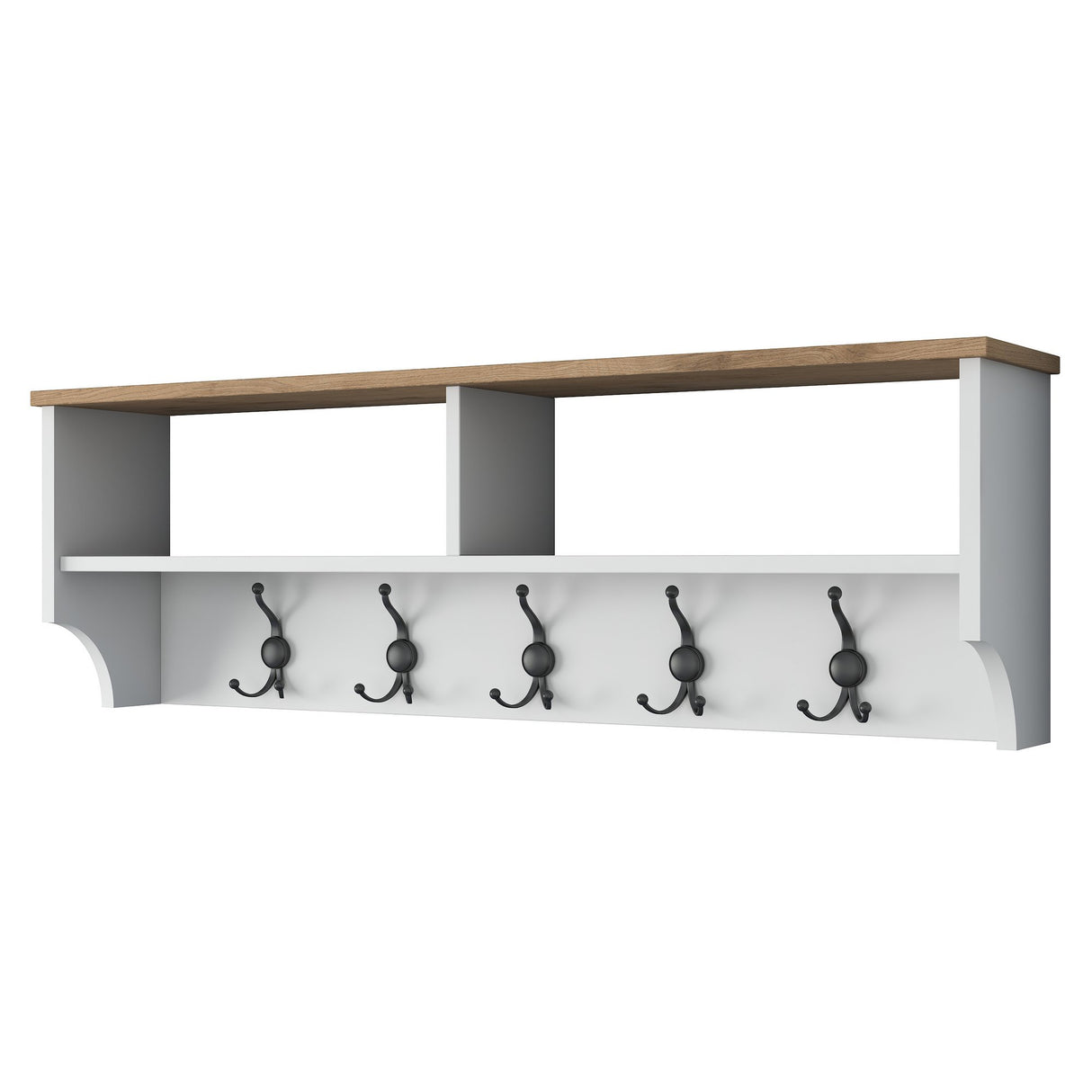 Coat rack Hally White 15-hooks - Two compartments 