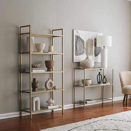 Bookcase Veneto Gold Glass 80x165x30 cm