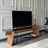 TV Furniture Coral Walnut Black Glass 158x45x40 CM