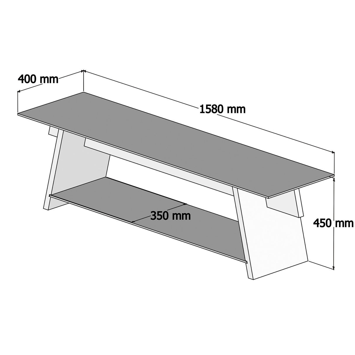 TV Furniture Coral Walnut Black Glass 158x45x40 CM