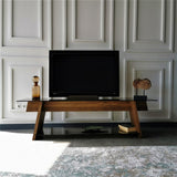 TV Furniture Coral Walnut Black Glass 158x45x40 CM