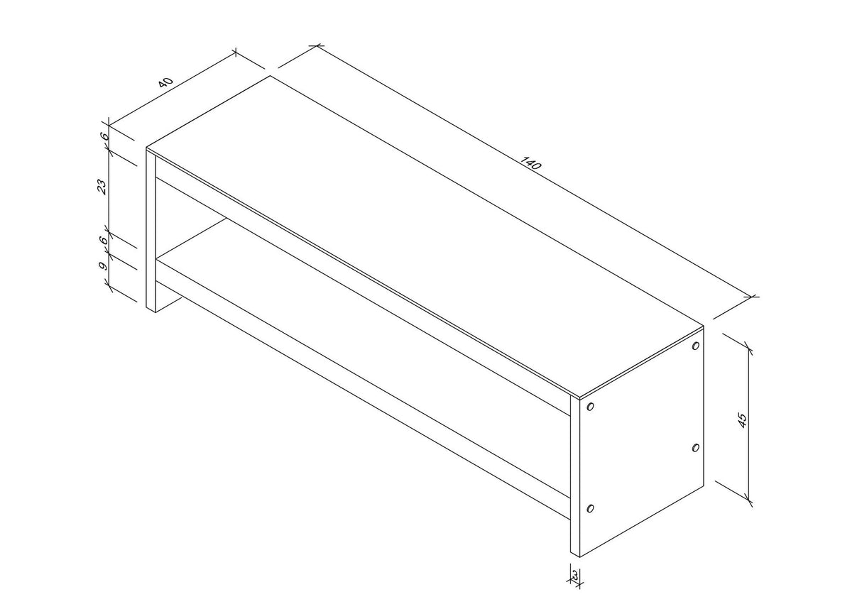 TV furniture Selene Walnut Dennenhout 140x45x40 cm