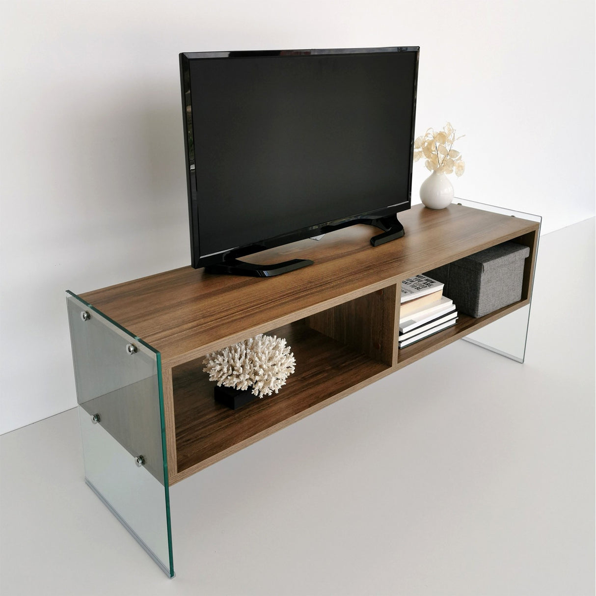 TV furniture Echo walnut melamine 120x45x35 cm