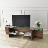 TV Furniture Escape TV Walnut Glass 158x40x35 cm