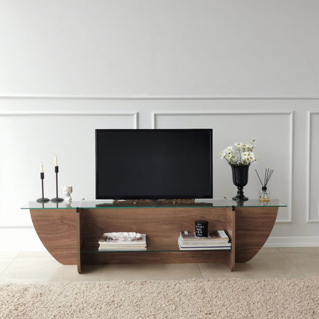 TV furniture lily TV walnut glass 158x40x35 cm