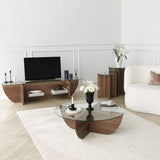 TV furniture lily TV walnut glass 158x40x35 cm