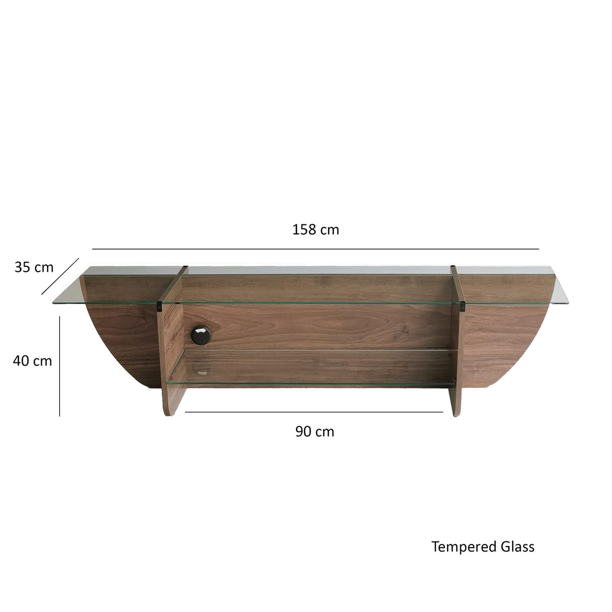 TV furniture lily TV walnut glass 158x40x35 cm