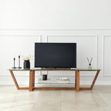 TV furniture amaufi walnut glass 158x35x35 cm