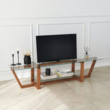 TV furniture amaufi walnut glass 158x35x35 cm