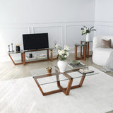 TV furniture amaufi walnut glass 158x35x35 cm