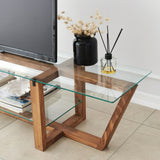 TV furniture amaufi walnut glass 158x35x35 cm