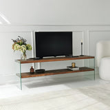 TV furniture aqua natural glass 140x45x35 cm