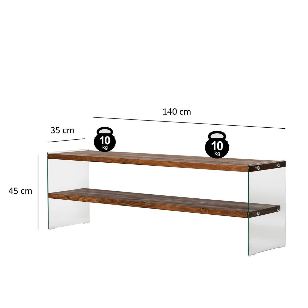 TV furniture aqua natural glass 140x45x35 cm