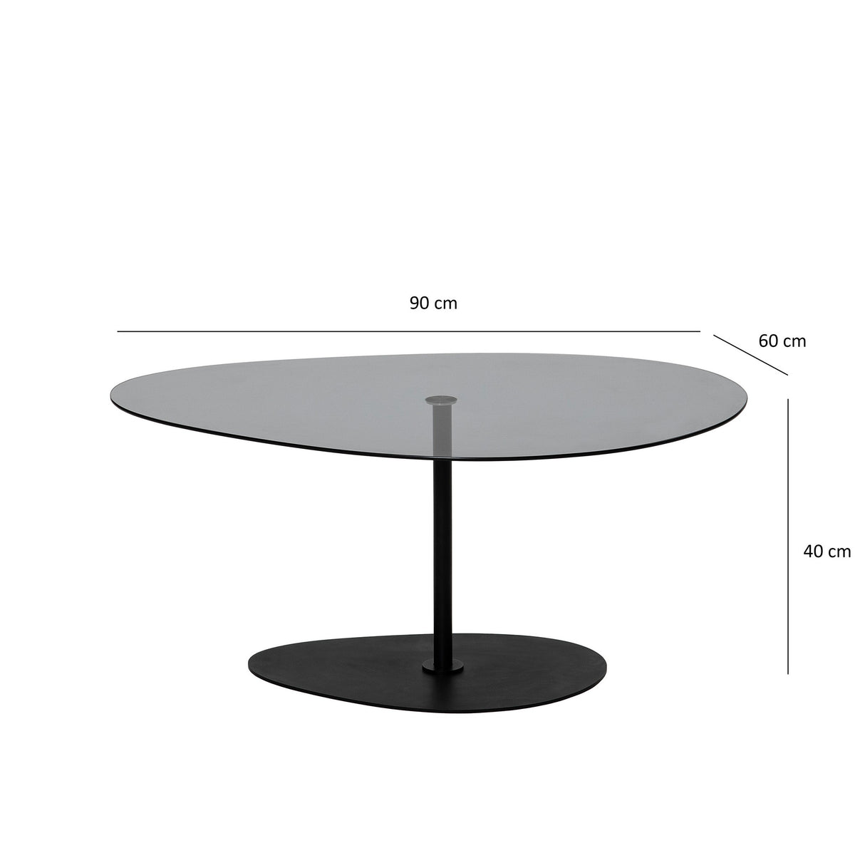 Organic Design Coffee Table Tinted Glass Torpo - Black Metal Frame 